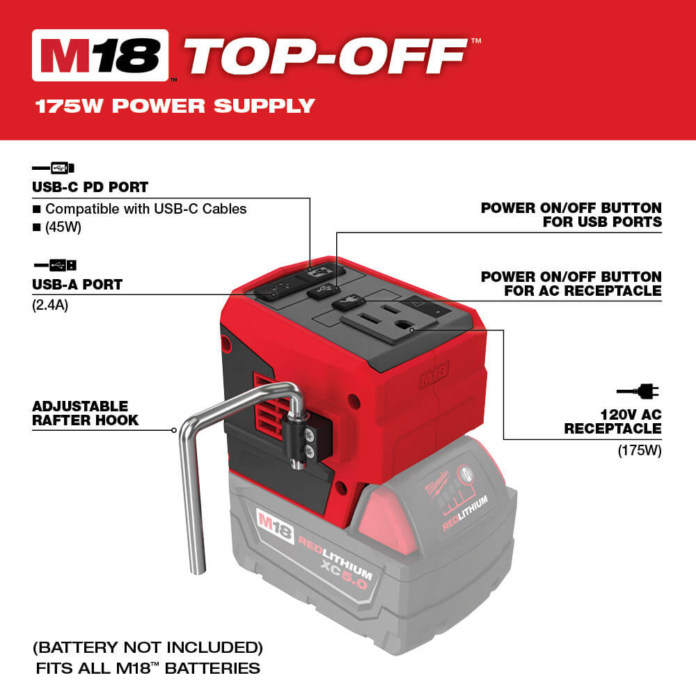M18 175-Watt Powered Compact Inverter - Image 2